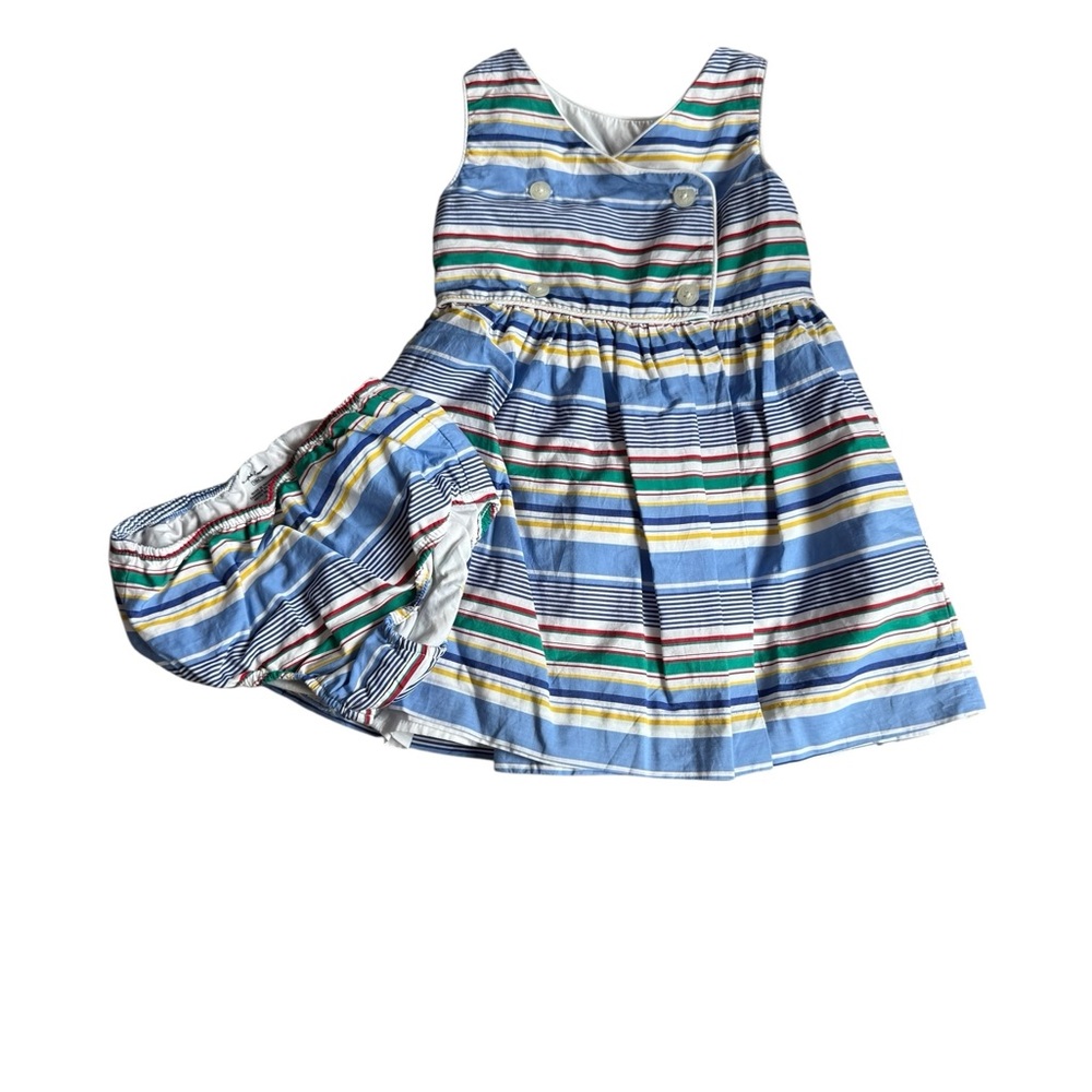 Ralph Lauren Multicolor Striped Kids Dress with Bloomers